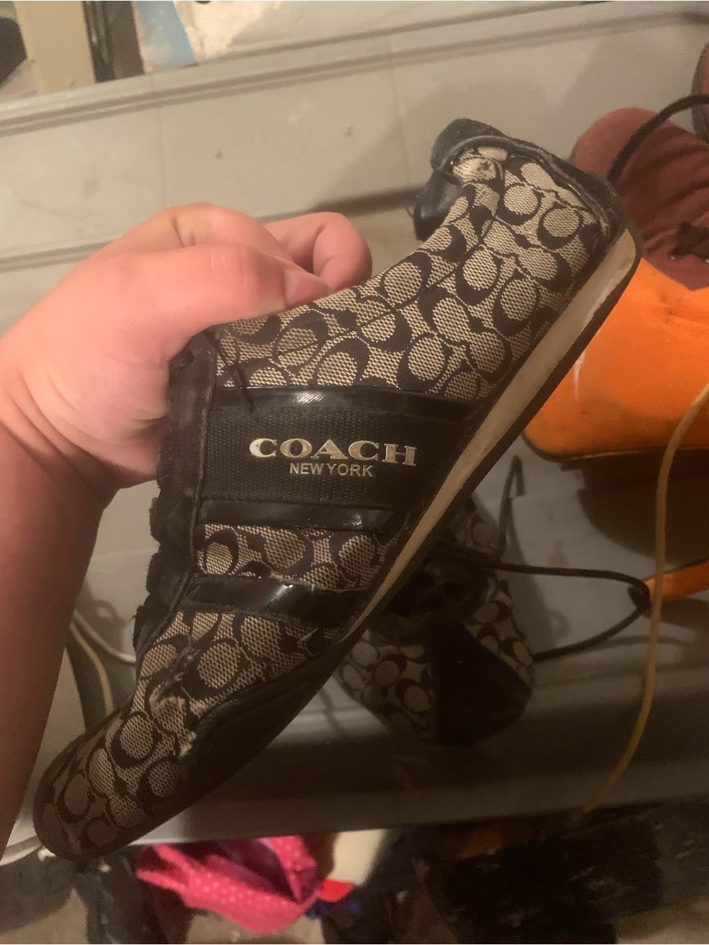 Coach grey & Black Signature Logo Sneakers